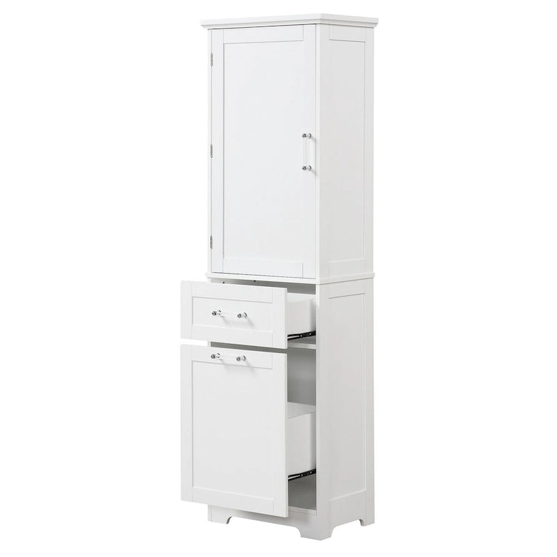 Armoire à linge de 33 cm (L) x 51 cm (P) x 173 cm (H) avec deux tiroirs de tailles différentes et une étagère réglable