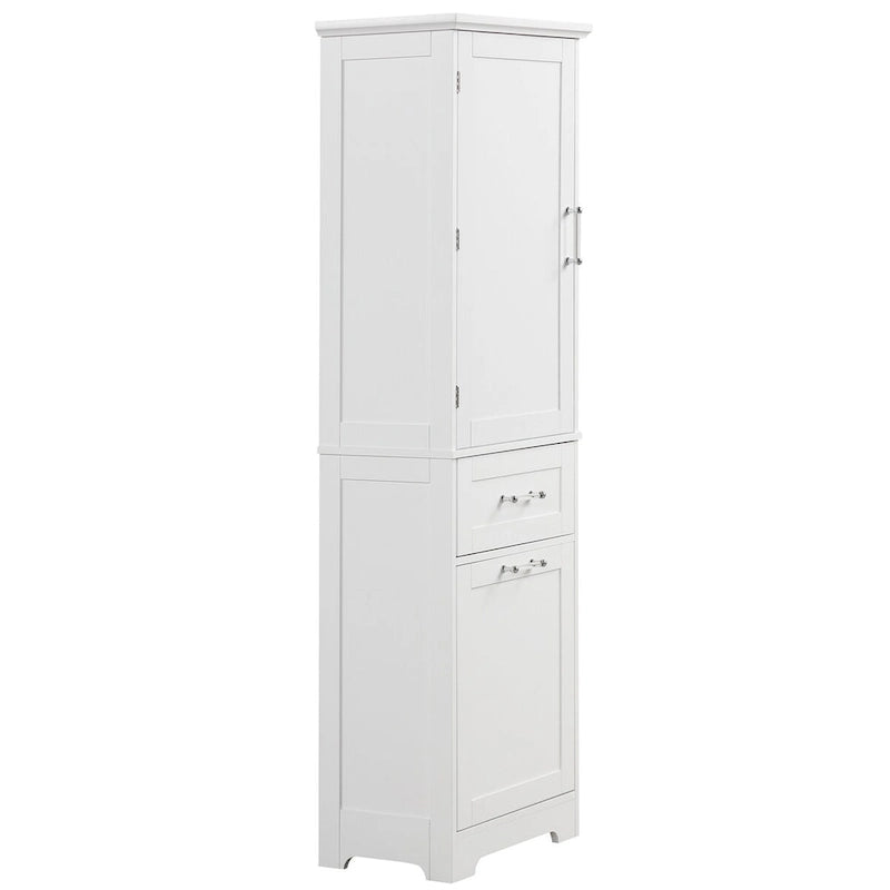 Armoire à linge de 33 cm (L) x 51 cm (P) x 173 cm (H) avec deux tiroirs de tailles différentes et une étagère réglable