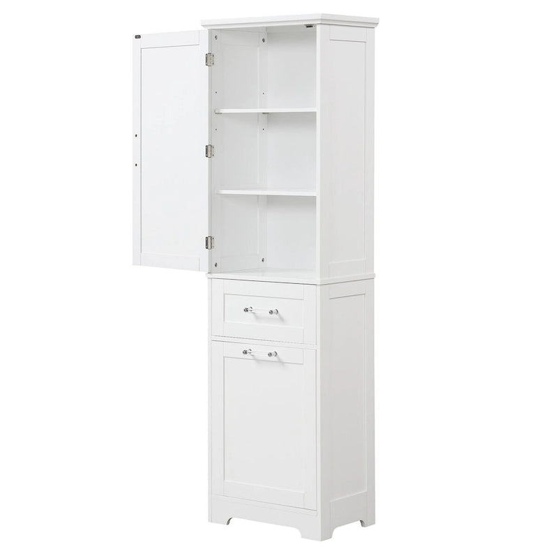 Armoire à linge de 33 cm (L) x 51 cm (P) x 173 cm (H) avec deux tiroirs de tailles différentes et une étagère réglable