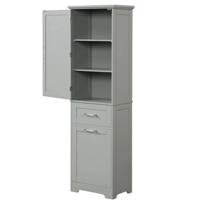 Armoire à linge de 33 cm (L) x 51 cm (P) x 173 cm (H) avec deux tiroirs de tailles différentes et une étagère réglable