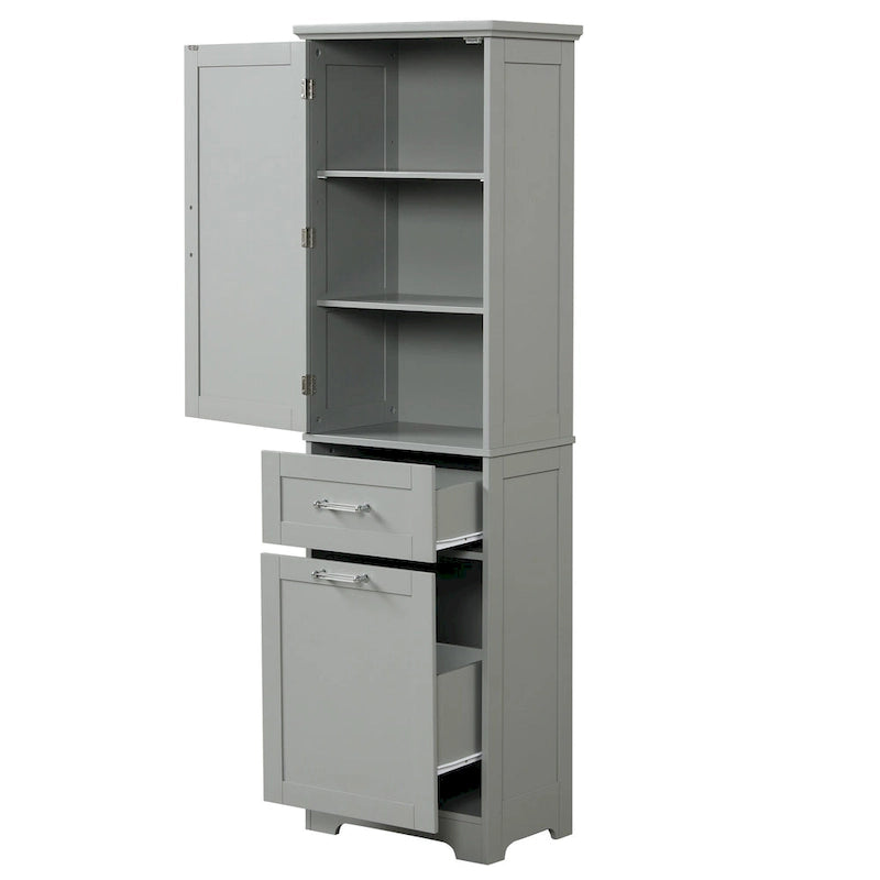 Armoire à linge de 33 cm (L) x 51 cm (P) x 173 cm (H) avec deux tiroirs de tailles différentes et une étagère réglable