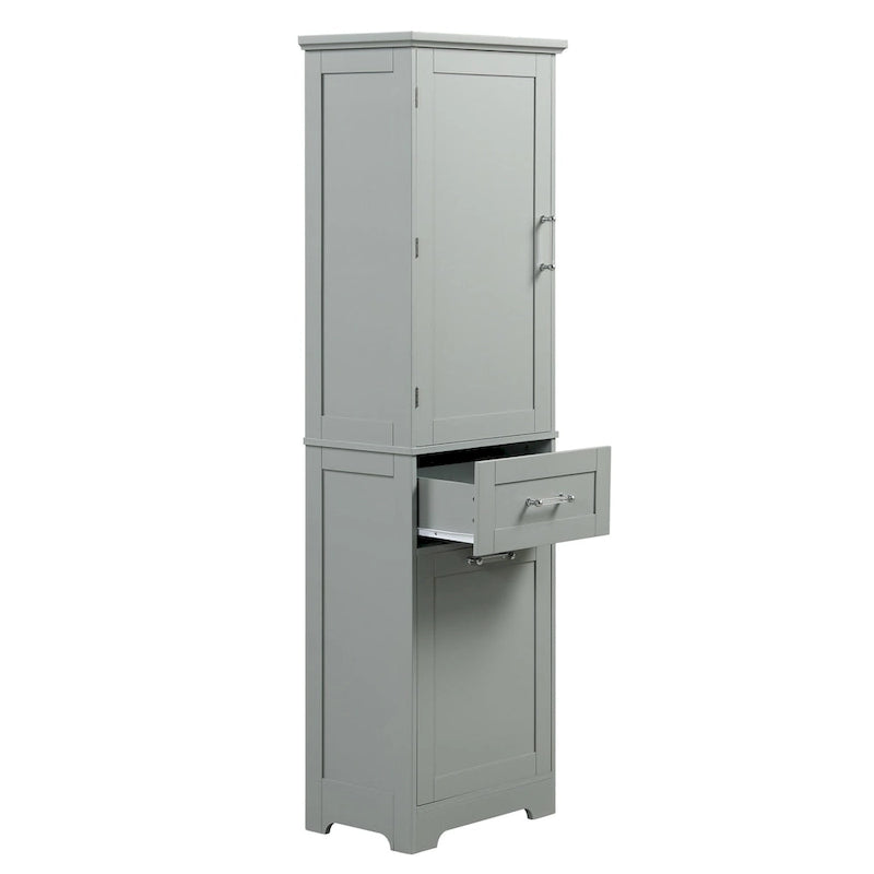 Armoire à linge de 33 cm (L) x 51 cm (P) x 173 cm (H) avec deux tiroirs de tailles différentes et une étagère réglable