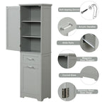 Armoire à linge de 33 cm (L) x 51 cm (P) x 173 cm (H) avec deux tiroirs de tailles différentes et une étagère réglable