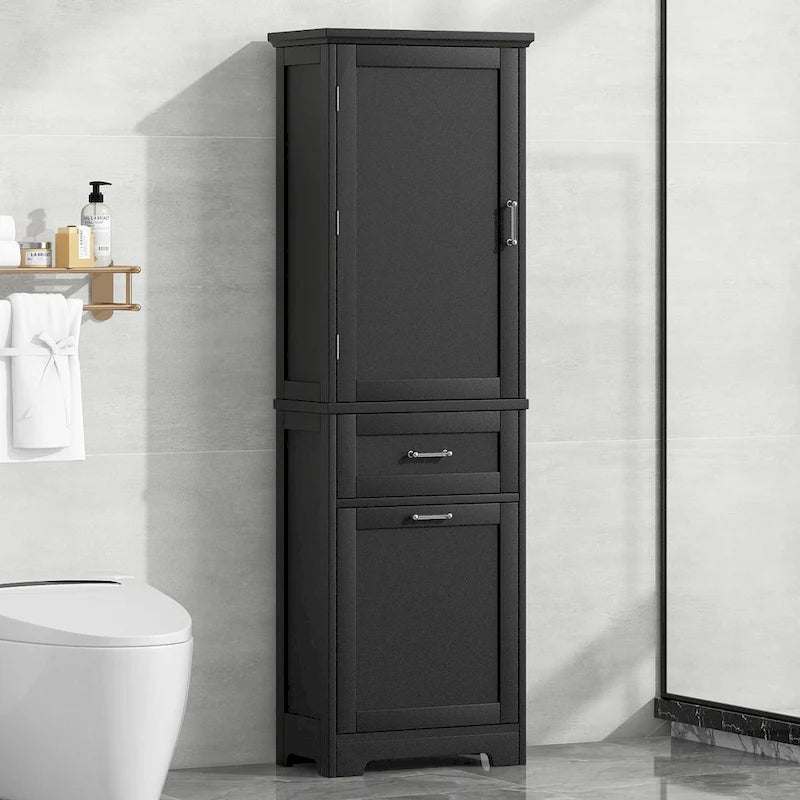 Armoire à linge de 33 cm (L) x 51 cm (P) x 173 cm (H) avec deux tiroirs de tailles différentes et une étagère réglable
