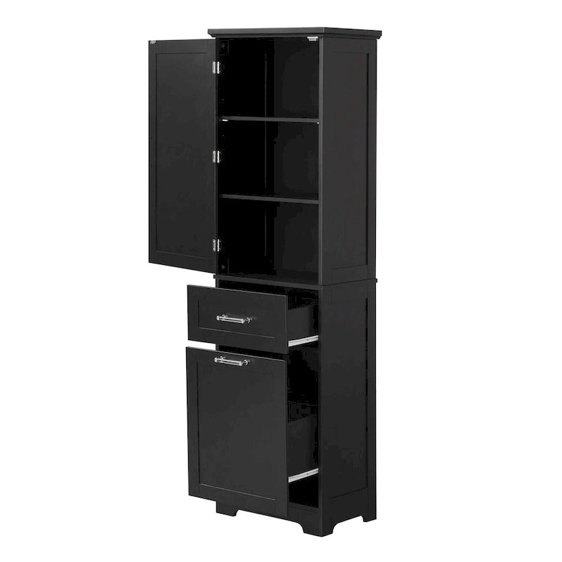 Armoire à linge de 33 cm (L) x 51 cm (P) x 173 cm (H) avec deux tiroirs de tailles différentes et une étagère réglable
