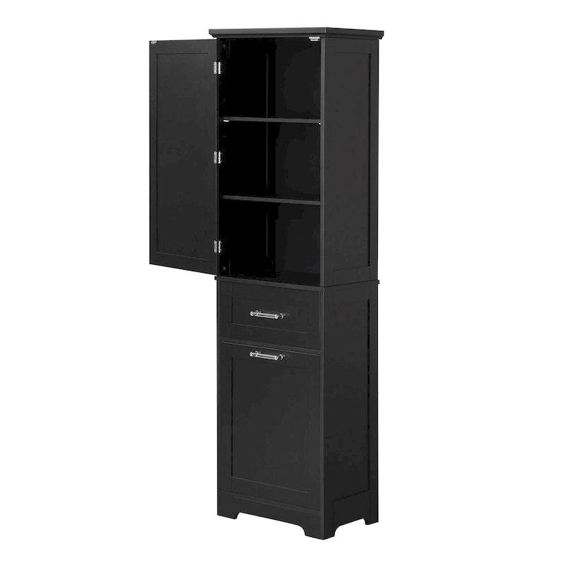 Armoire à linge de 33 cm (L) x 51 cm (P) x 173 cm (H) avec deux tiroirs de tailles différentes et une étagère réglable