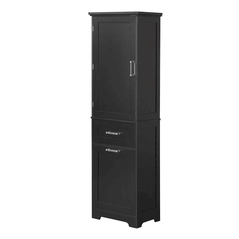 Armoire à linge de 33 cm (L) x 51 cm (P) x 173 cm (H) avec deux tiroirs de tailles différentes et une étagère réglable