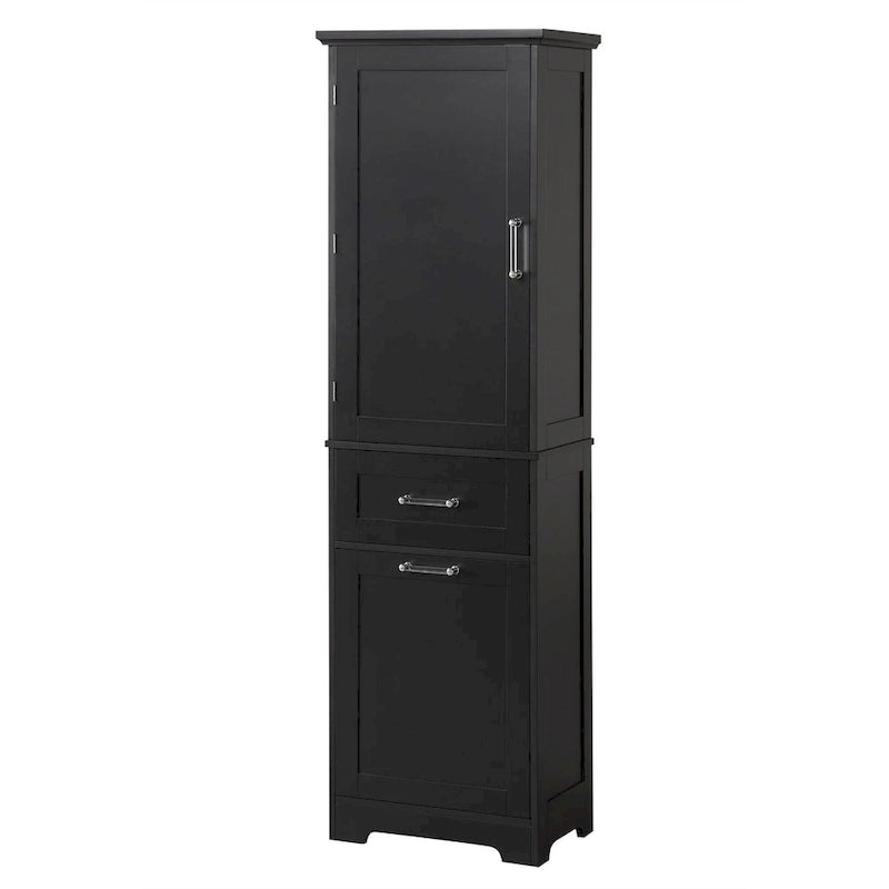 Armoire à linge de 33 cm (L) x 51 cm (P) x 173 cm (H) avec deux tiroirs de tailles différentes et une étagère réglable