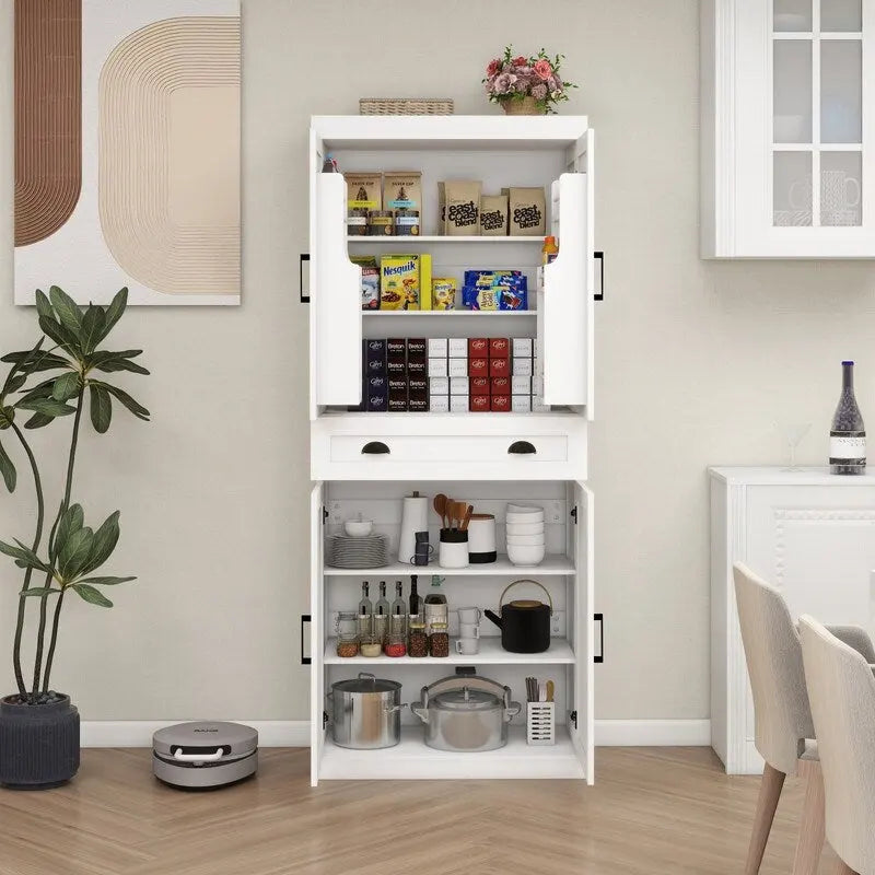 Armoire de rangement de cuisine 71 avec 4 portes, 1 tiroir et 2 étagères réglables
