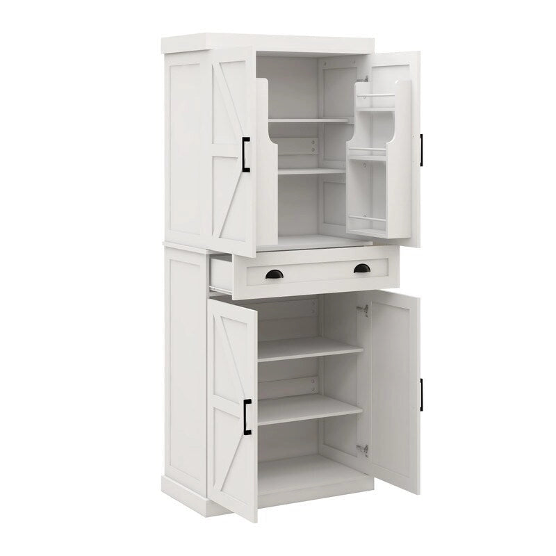 Armoire de rangement de cuisine 71 avec 4 portes, 1 tiroir et 2 étagères réglables