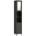 Armoire de rangement haute pour salle de bain Kleankin avec miroir, colonne de rangement autoportante en bois avec étagères réglables pour salle de bain