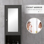 Armoire de rangement haute pour salle de bain Kleankin avec miroir, colonne de rangement autoportante en bois avec étagères réglables pour salle de bain