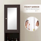 Armoire de rangement haute pour salle de bain Kleankin avec miroir, colonne de rangement autoportante en bois avec étagères réglables pour salle de bain