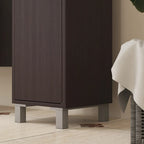 Armoire de rangement haute pour salle de bain Kleankin avec miroir, colonne de rangement autoportante en bois avec étagères réglables pour salle de bain