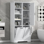 Meuble de rangement pour salle de bain avec tiroirs, panier à linge basculant, multiples espaces de rangement, étagère ouverte, étagère réglable