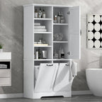 Bathroom Storage Cabinet with Drawers, Tilt-Out Laundry Hamper, Multiple Storage Space, Open Shelve, Adjustable Shelf