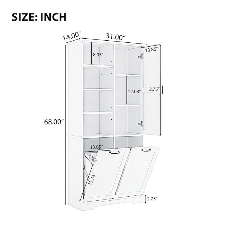 Meuble de rangement pour salle de bain avec tiroirs, panier à linge basculant, multiples espaces de rangement, étagère ouverte, étagère réglable