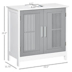 Meuble sous-évier à 2 portes, meuble de salle de bain sur colonne avec étagères réglables