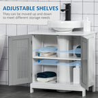 Meuble sous-évier à 2 portes, meuble de salle de bain sur colonne avec étagères réglables