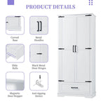 Armoire de rangement haute pour salle de bain, meuble à deux portes et un tiroir, étagère réglable, panneau MDF, blanc