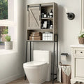 Meuble de rangement à installer au-dessus des toilettes, organisateur de salle de bain avec porte coulissante de style grange et étagères réglables, support de rangement - Voir photo