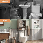 Meuble de rangement à installer au-dessus des toilettes, organisateur de salle de bain avec porte coulissante de style grange et étagères réglables, support de rangement - Voir photo