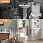 Meuble de rangement à installer au-dessus des toilettes, organisateur de salle de bain avec porte coulissante de style grange et étagères réglables, support de rangement - Voir photo