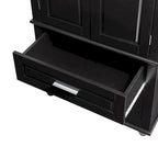 Armoire de rangement haute à deux tiroirs pour salle de bain/bureau, noire