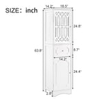 Armoire de salle de bain haute, meuble de rangement autoportant avec tiroir et portes, panneau MDF, porte en acrylique, étagère réglable, noir