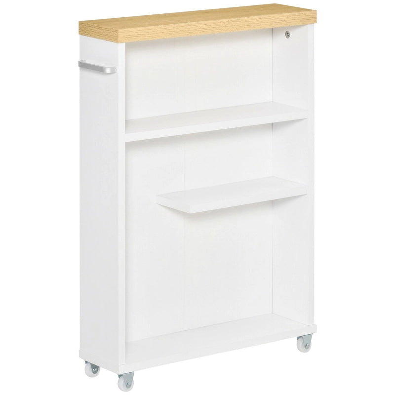 Meuble de salle de bain fin à roulettes, organisateur de rangement pour chambre ou salon, blanc