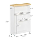 Meuble de salle de bain fin à roulettes, organisateur de rangement pour chambre ou salon, blanc