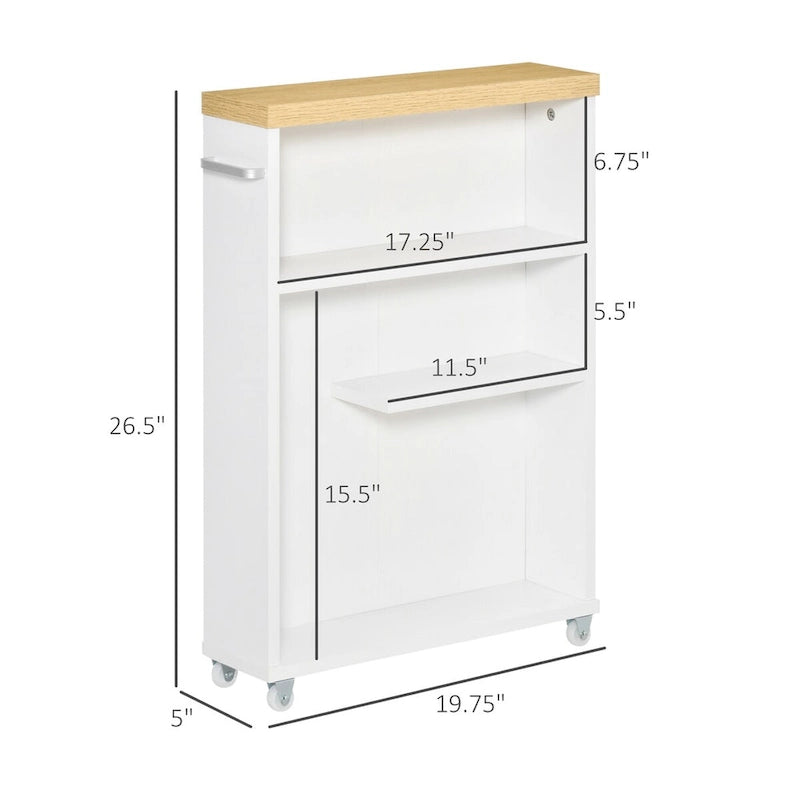 Meuble de salle de bain fin à roulettes, organisateur de rangement pour chambre ou salon, blanc