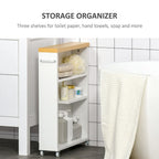 Meuble de salle de bain fin à roulettes, organisateur de rangement pour chambre ou salon, blanc