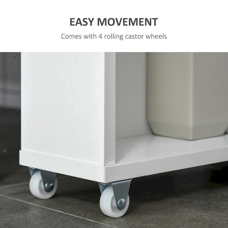 Meuble de salle de bain fin à roulettes, organisateur de rangement pour chambre ou salon, blanc