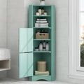 Meuble d'angle de salle de bain haut, meuble de rangement autoportant avec portes et étagères réglables, panneau MDF, vert