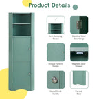 Meuble d'angle de salle de bain haut, meuble de rangement autoportant avec portes et étagères réglables, panneau MDF, vert