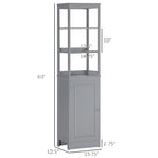 Armoire de rangement haute autoportante pour salle de bain avec étagère ouverte et porte