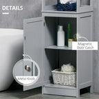 Armoire de rangement haute autoportante pour salle de bain avec étagère ouverte et porte