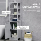 Armoire de rangement haute autoportante pour salle de bain avec étagère ouverte et porte