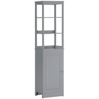 Armoire de rangement haute autoportante pour salle de bain avec étagère ouverte et porte