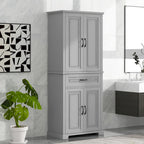 Meuble de salle de bain avec portes, tiroir et étagères réglables, dimensions : 76 cm (L) x 41 cm (P) x 183 cm (H)