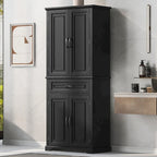 Meuble de salle de bain avec portes, tiroir et étagères réglables, dimensions : 76 cm (L) x 41 cm (P) x 183 cm (H)