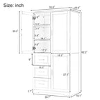 Armoire de rangement haute et large avec portes pour salle de bain/bureau, trois tiroirs, grise