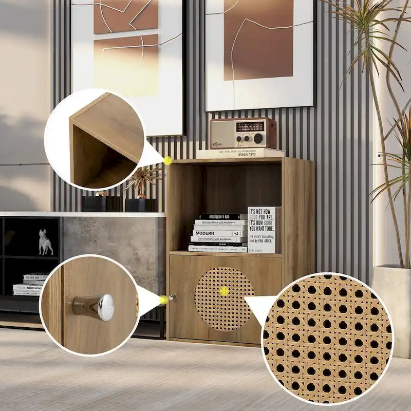 Armoire de rangement pour salle de bain, petite armoire de rangement, casier en rotin, armoire à une porte