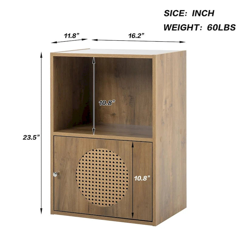Armoire de rangement pour salle de bain, petite armoire de rangement, casier en rotin, armoire à une porte