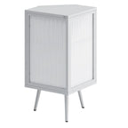 Armoire à linge d'angle au sol avec porte en verre trempé, dimensions : 56,5 cm (L) x 42 cm (P) x 80 cm (H)