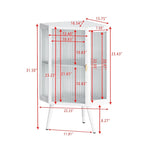 Armoire à linge d'angle au sol avec porte en verre trempé, dimensions : 56,5 cm (L) x 42 cm (P) x 80 cm (H)