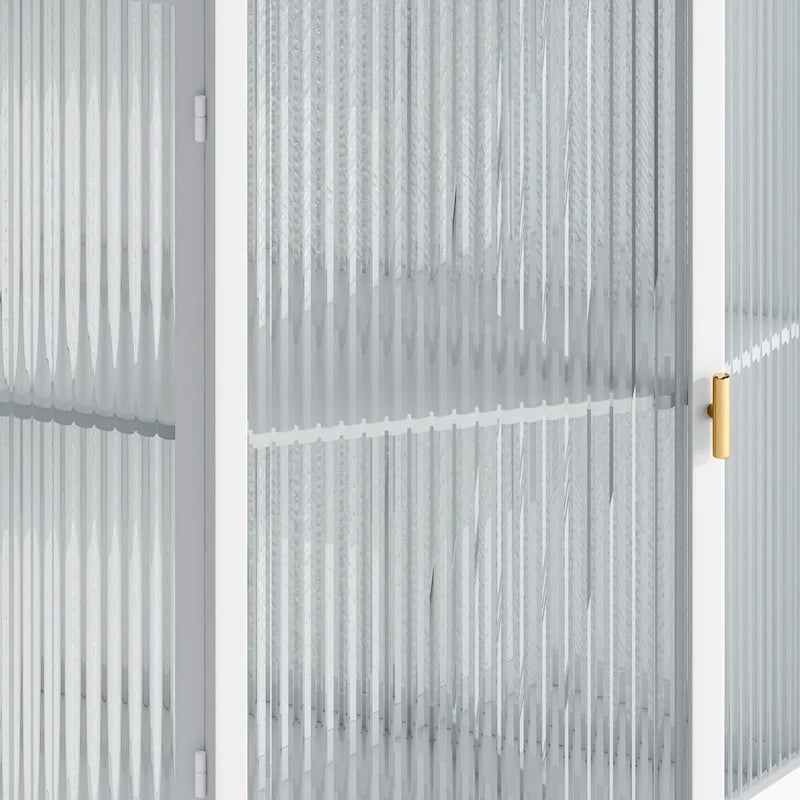Armoire à linge d'angle au sol avec porte en verre trempé, dimensions : 56,5 cm (L) x 42 cm (P) x 80 cm (H)