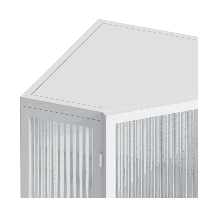 Armoire à linge d'angle au sol avec porte en verre trempé, dimensions : 56,5 cm (L) x 42 cm (P) x 80 cm (H)