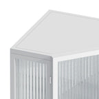 Armoire à linge d'angle au sol avec porte en verre trempé, dimensions : 56,5 cm (L) x 42 cm (P) x 80 cm (H)